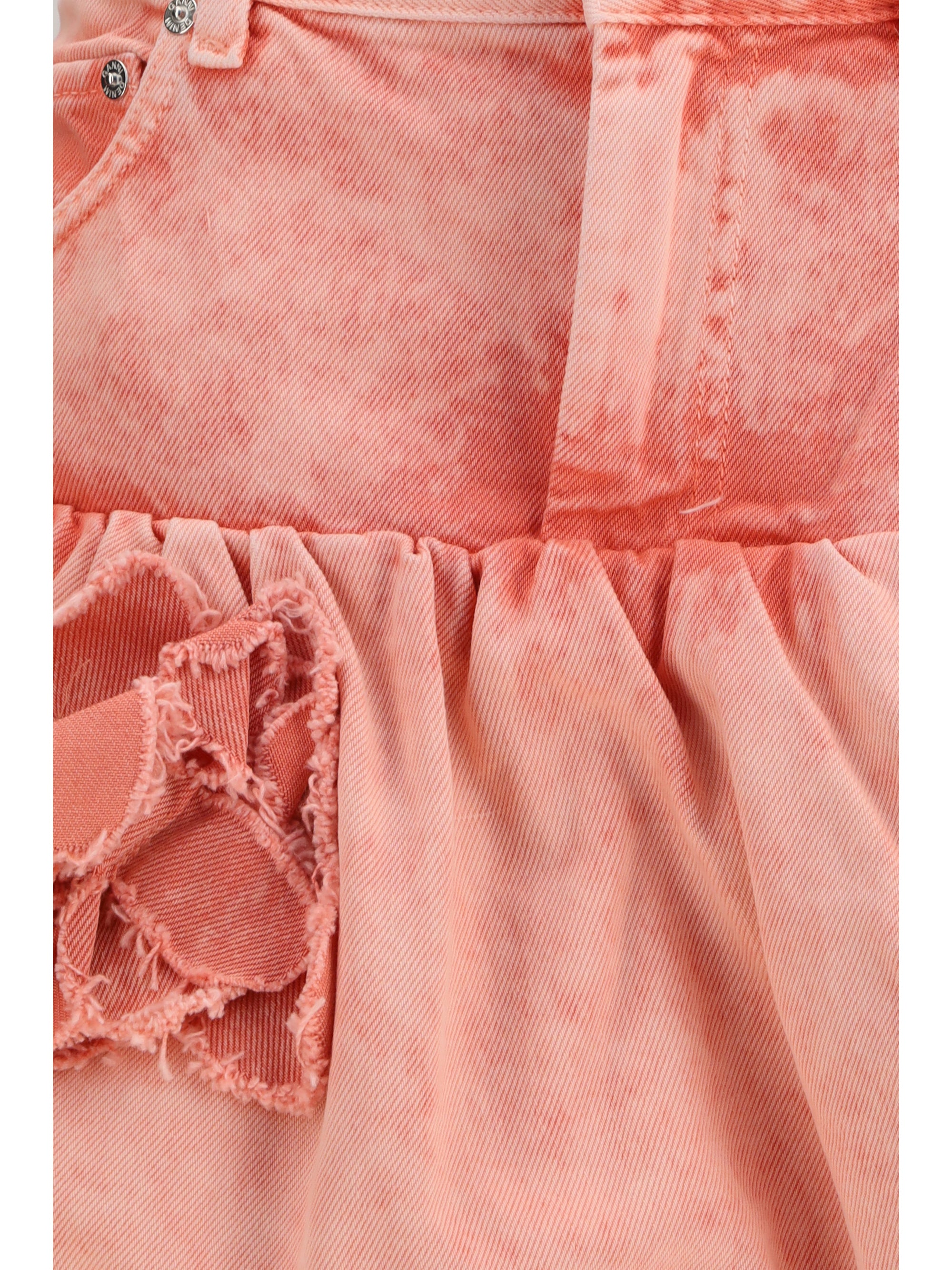 mini bubble skirt in denim with appliqué roses