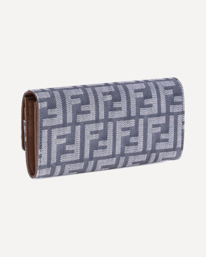 fendi ff print denim wallet