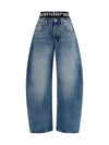 layered belt logo-waist jeans
