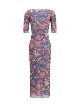 ETRO 40 stretch tulle midi dress with floral motif