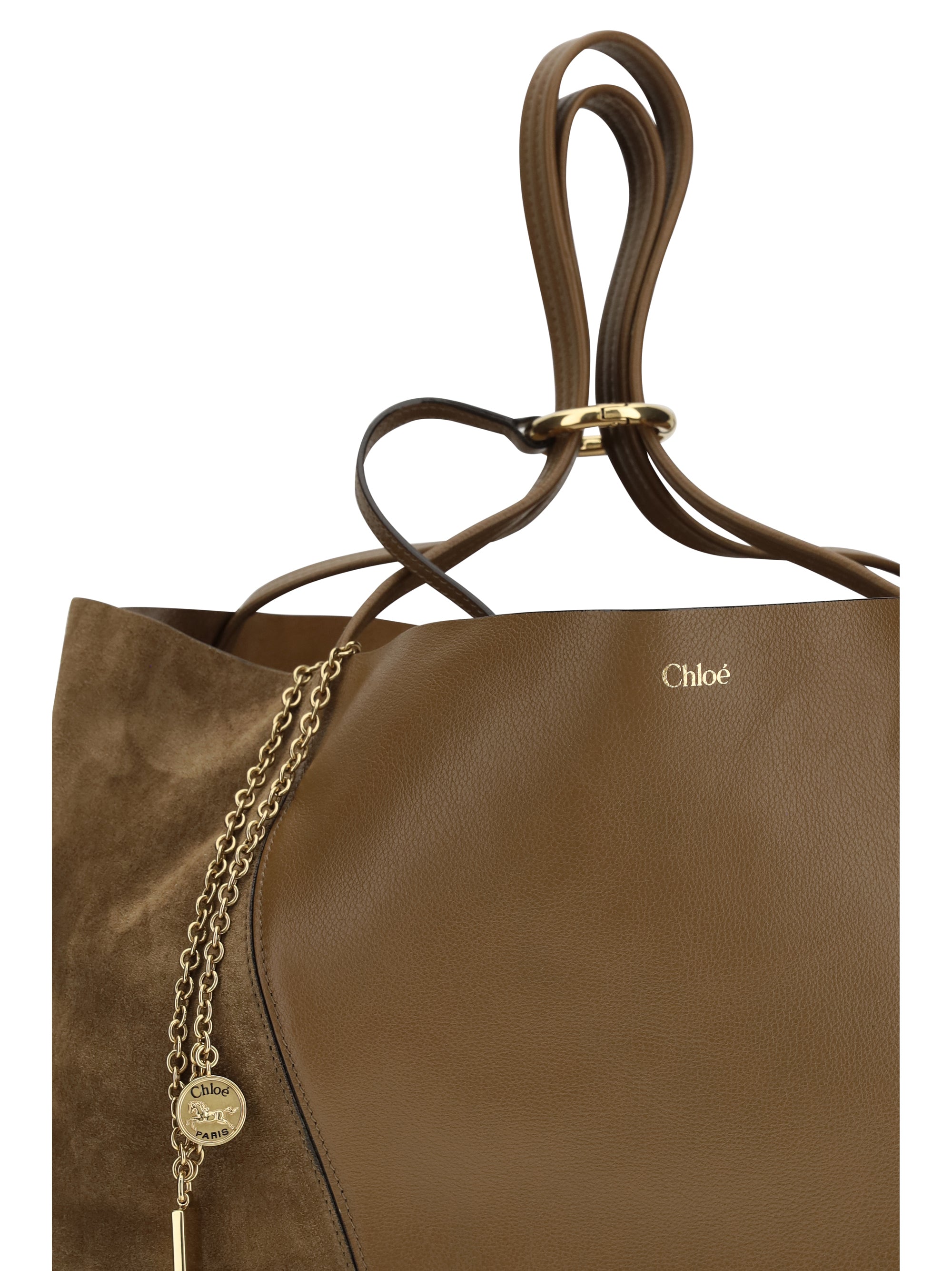 spin tote bag in grenadine leather and suede