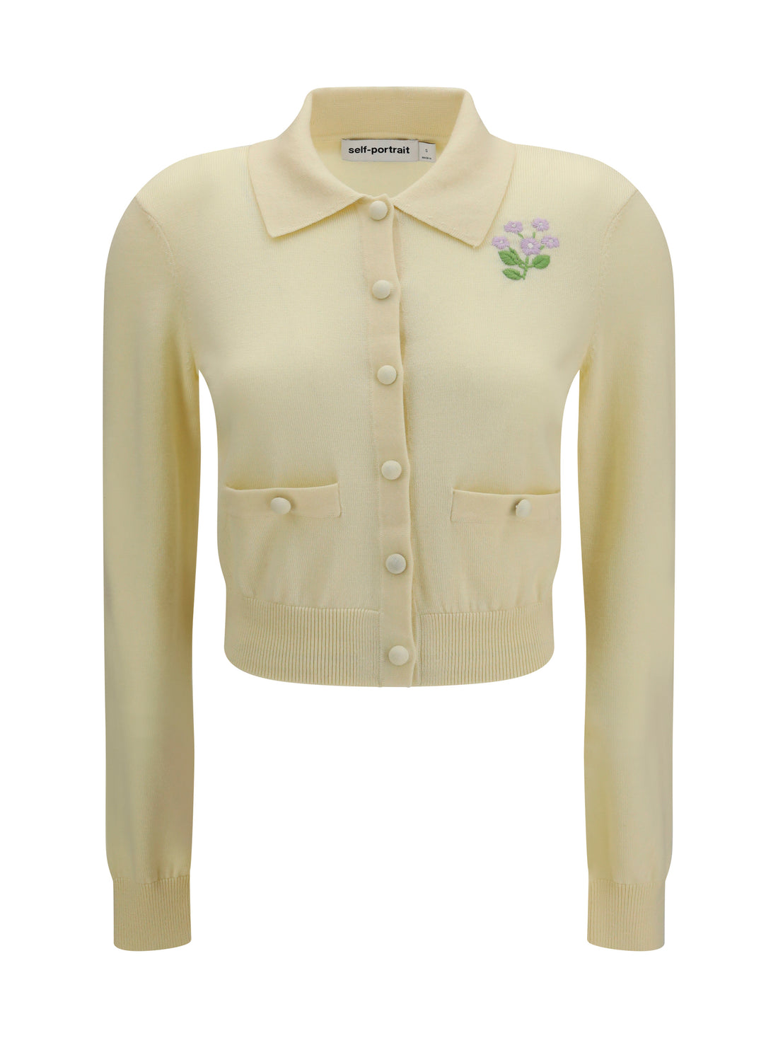 SELF-PORTRAIT L floral embroidered knit cardigan