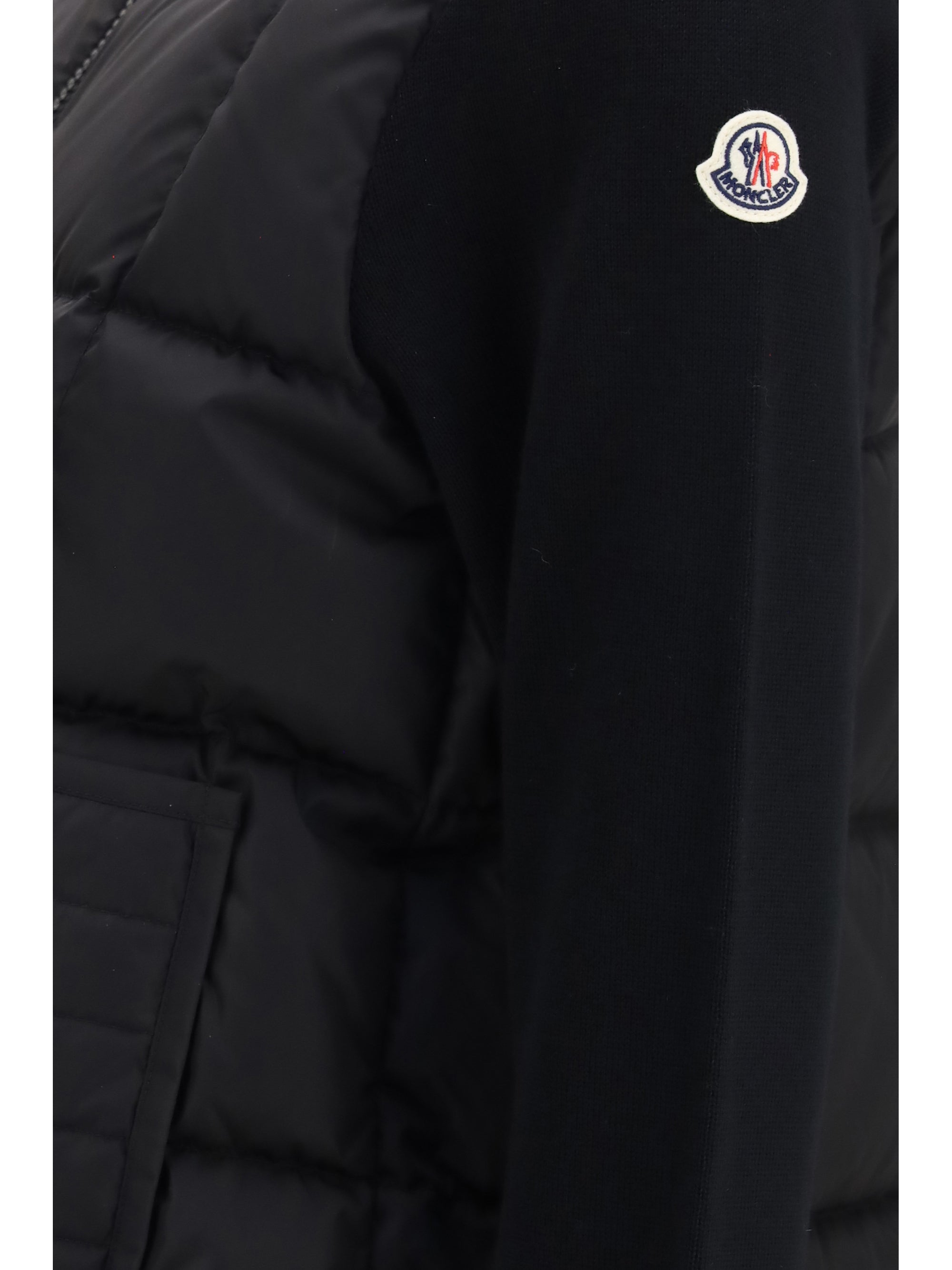 quilted wool padded cardigan with zip
