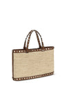 rockstud raffia tote bag