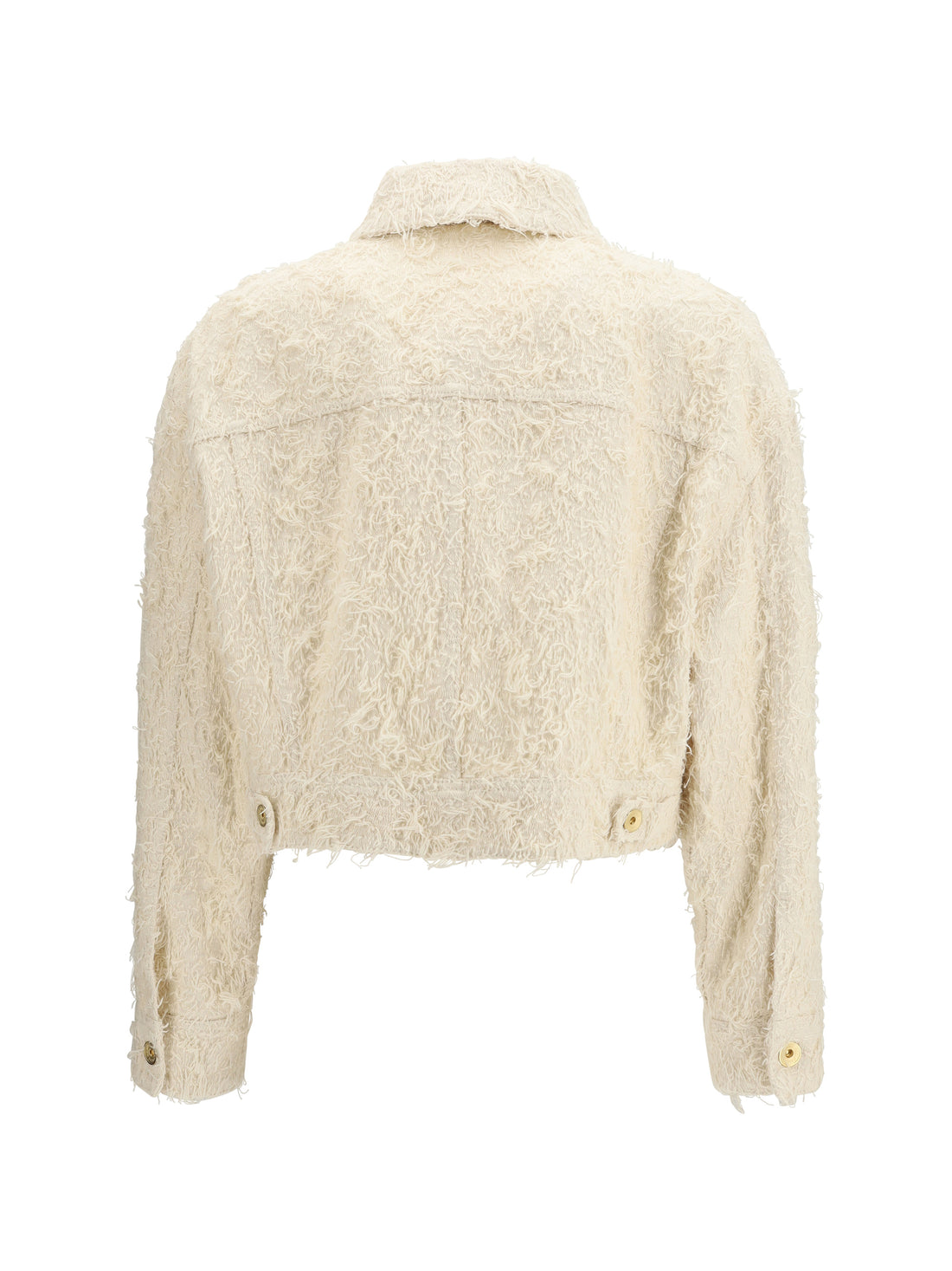 BRUNELLO CUCINELLI 40 fuzzy dyed denim outerwear jacket with monili