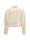 fuzzy dyed denim outerwear jacket with monili