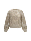 whispering bloom embroidery sparkling mohair and wool sweatshirt