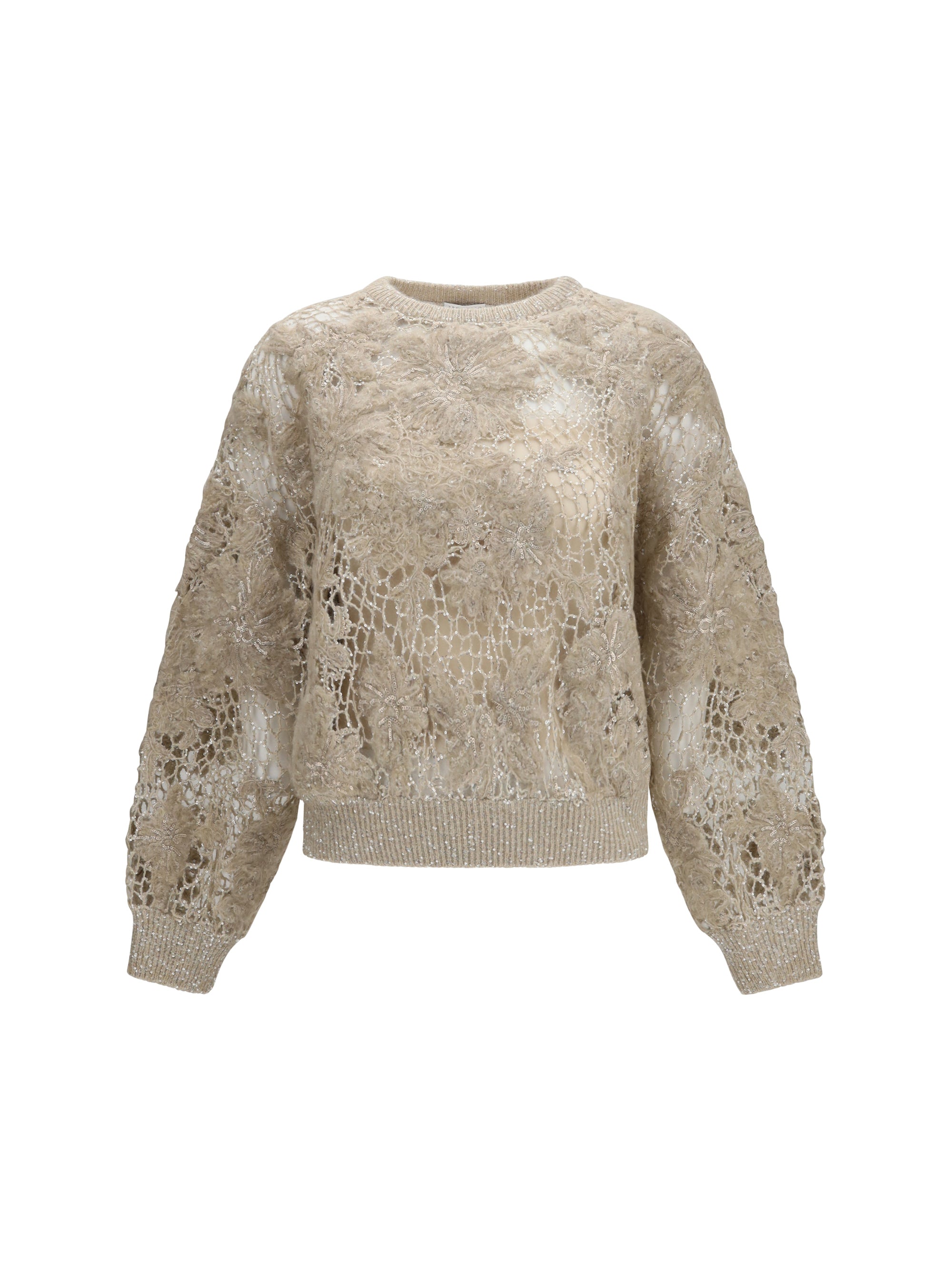 whispering bloom embroidery sparkling mohair and wool sweatshirt