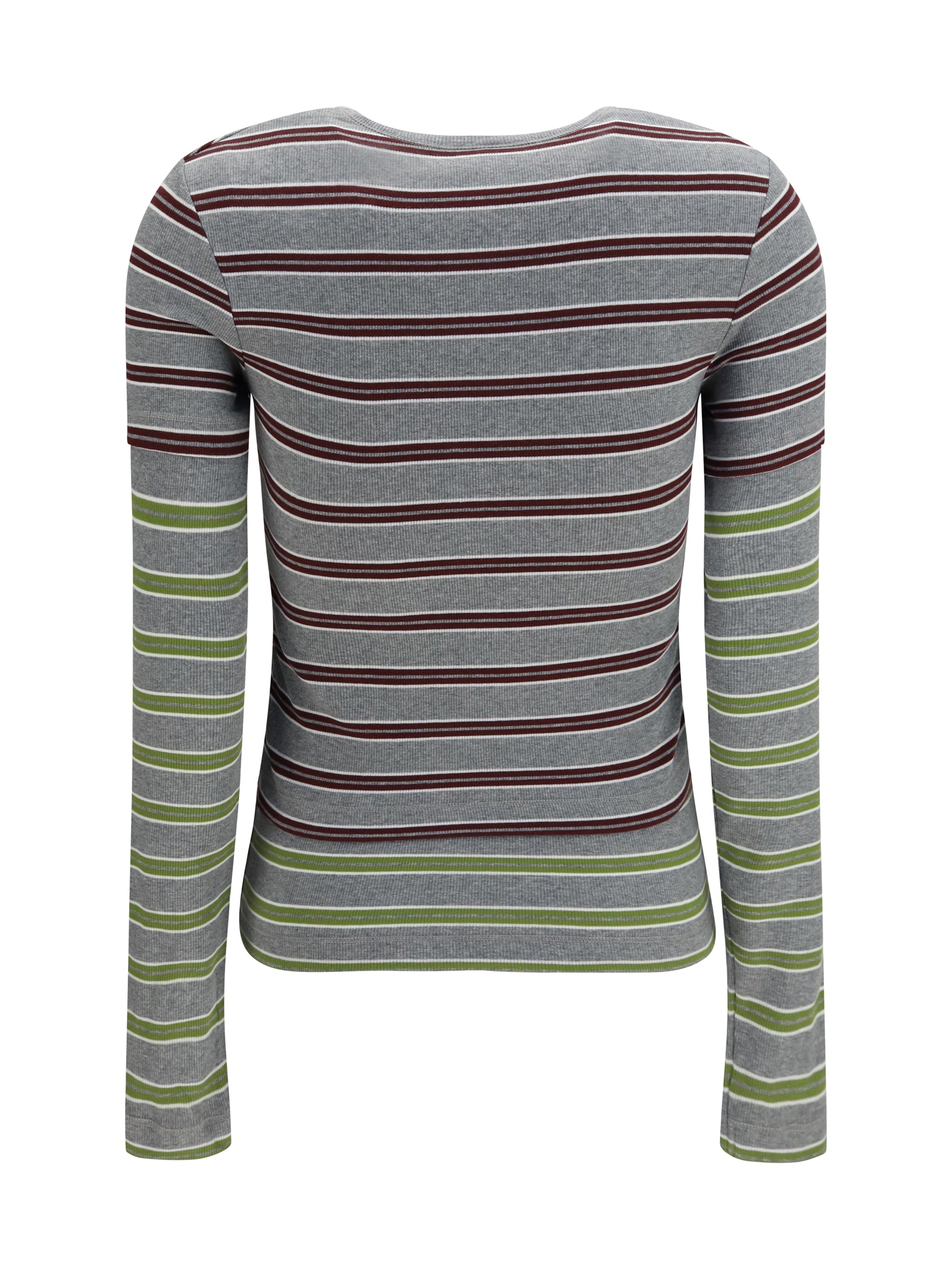 double-sleeve striped cotton t-shirt