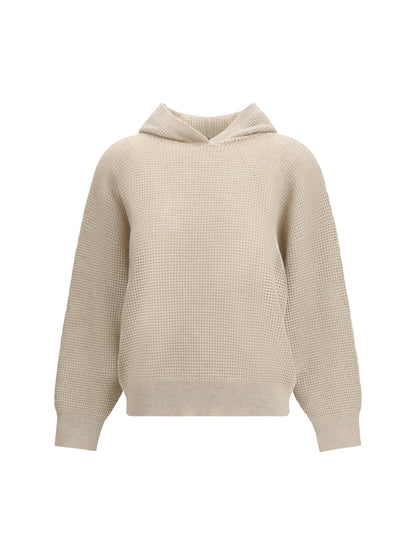 BRUNELLO CUCINELLI M sparkling net cotton hooded sweatshirt