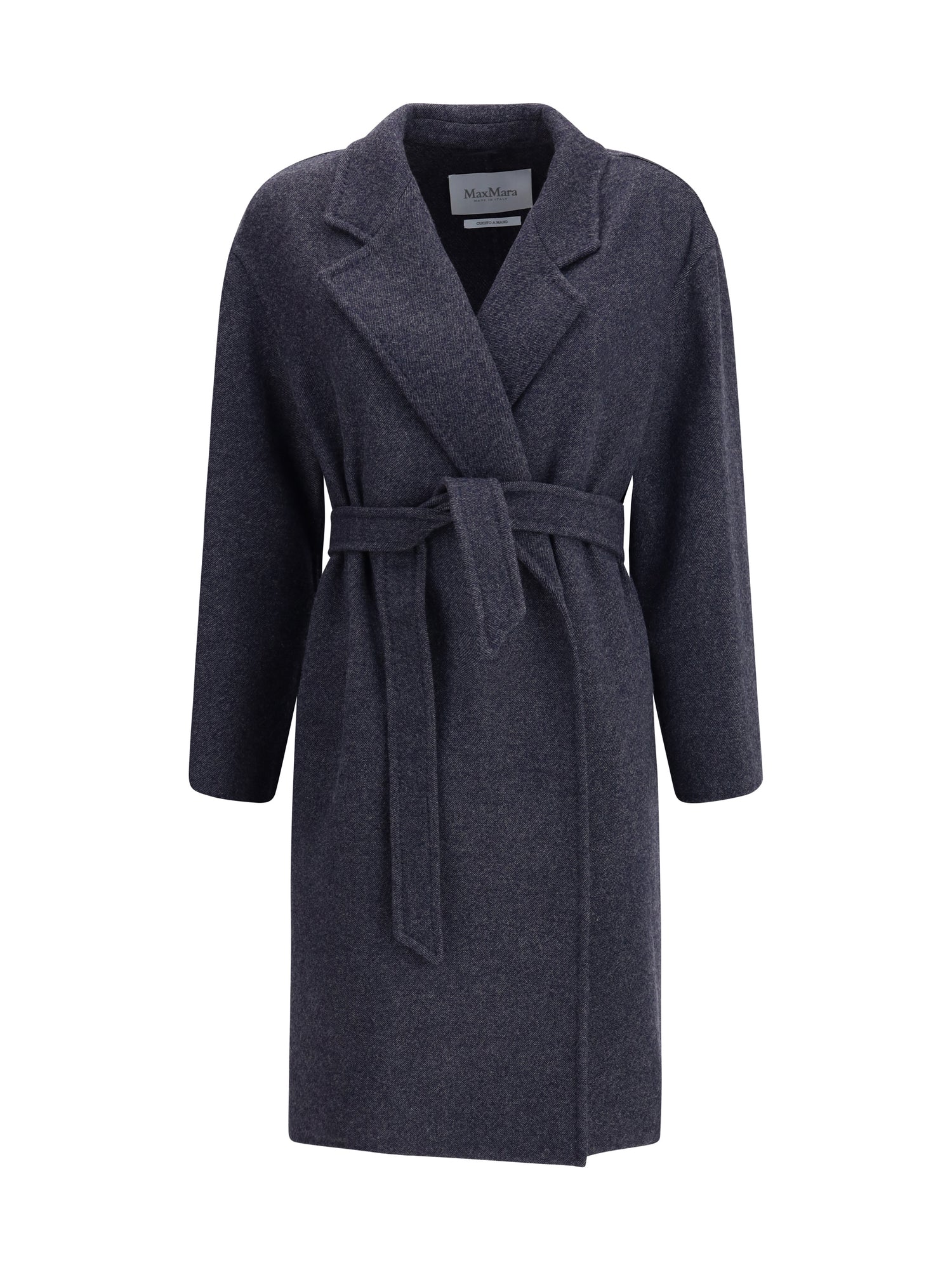 MAX MARA 40 denim-effect wool carnia coat