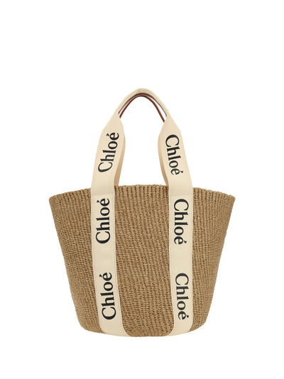woody raffia tote bag