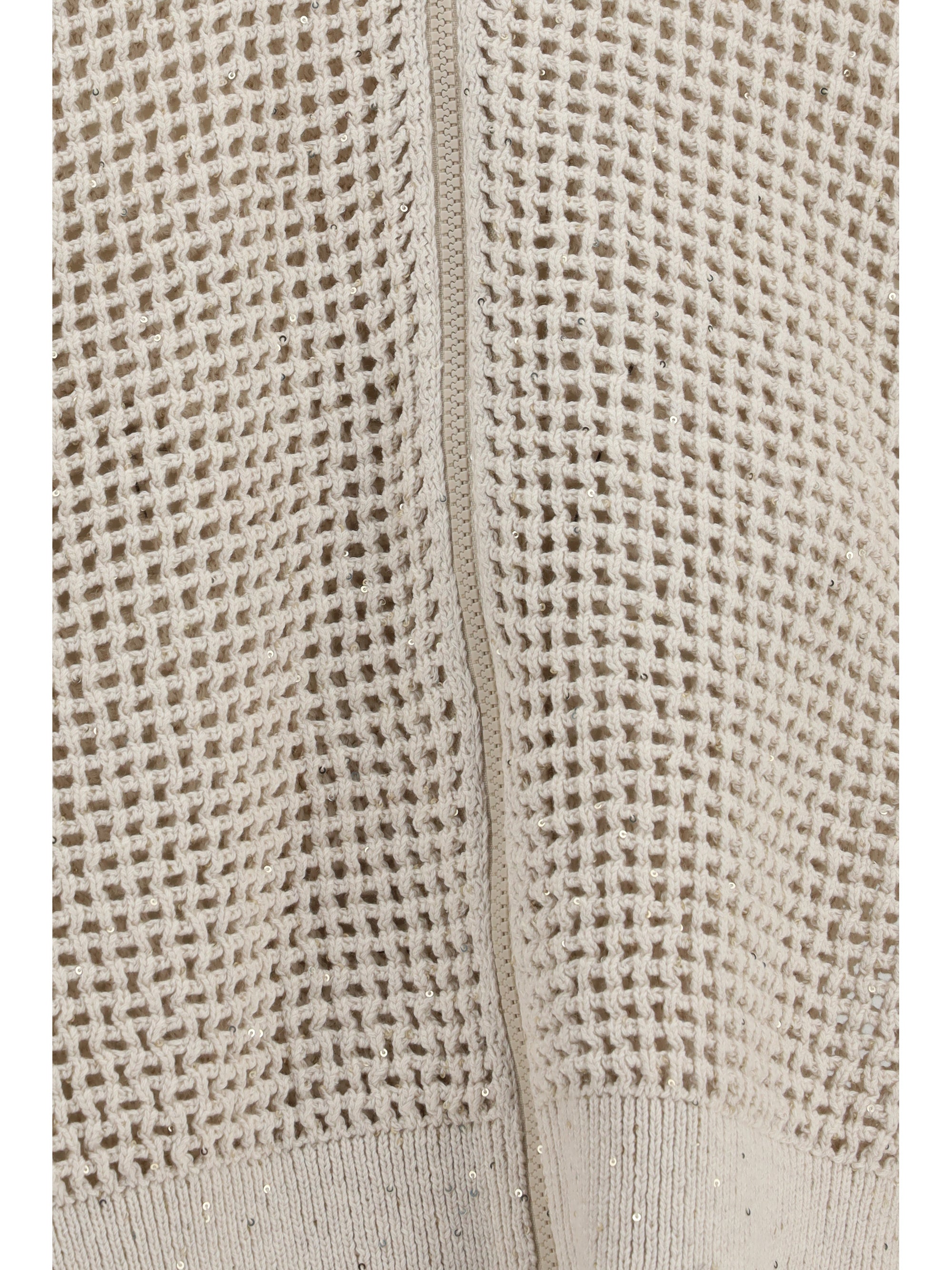 BRUNELLO CUCINELLI S cotton mesh cardigan with dazzling details