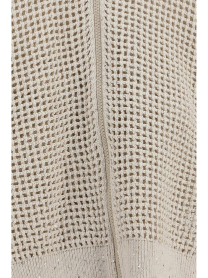 BRUNELLO CUCINELLI S cotton mesh cardigan with dazzling details
