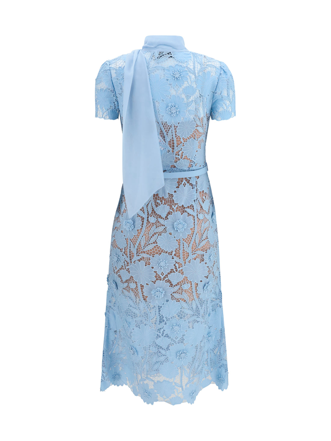 SELF-PORTRAIT 6 midi lace dress with bow collar 