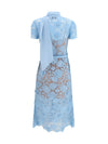 midi lace dress with bow collar