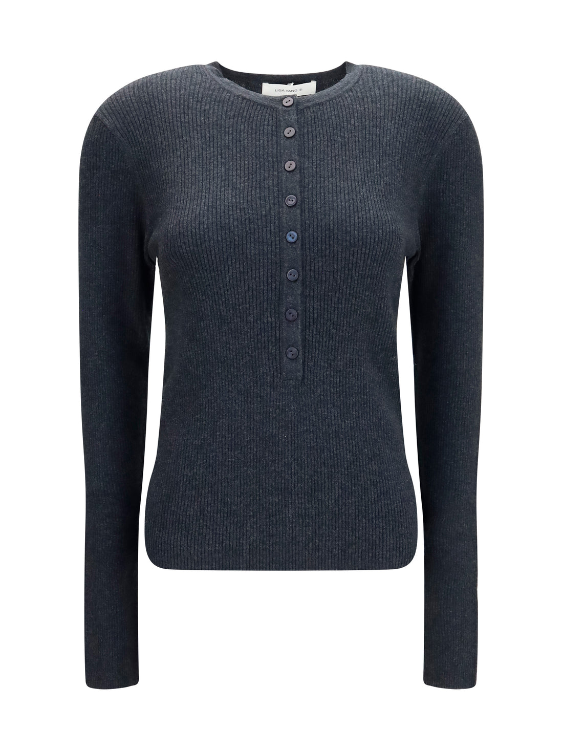 LISA YANG 1 airi henley sweater in cotton and cashmere