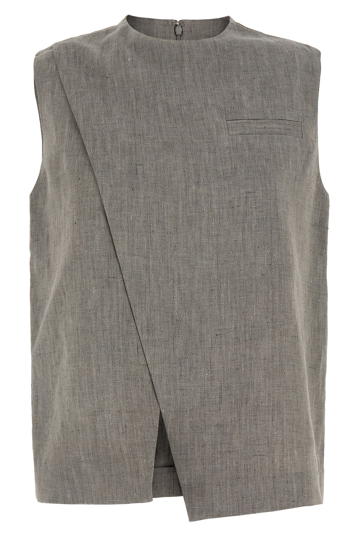 della top in linen and cotton blend mélange