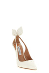 the aquazzura bow tie pump pumps define a tapered silhouette through a sartorial