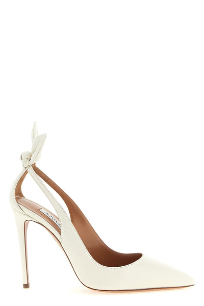 the aquazzura bow tie pump pumps define a tapered silhouette through a sartorial