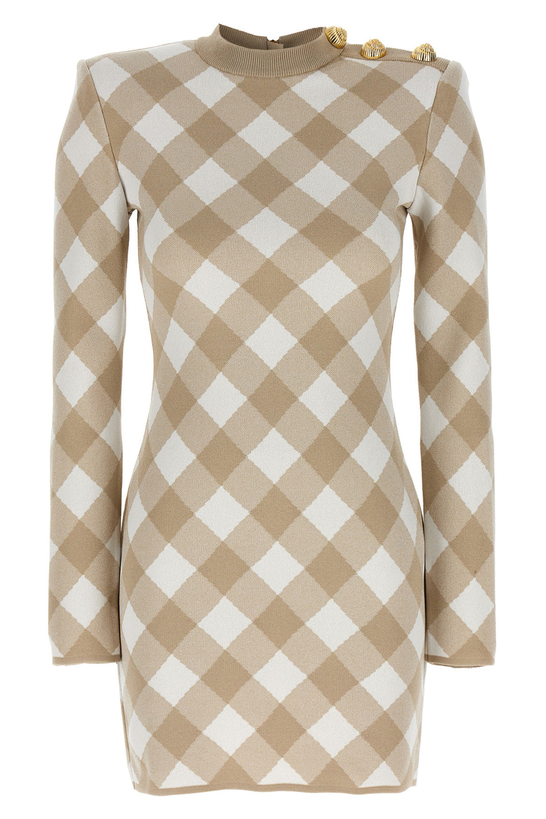 BALMAIN 38 vichy macro print viscose blend dress