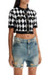 "jacquard diamond pattern knit crop top