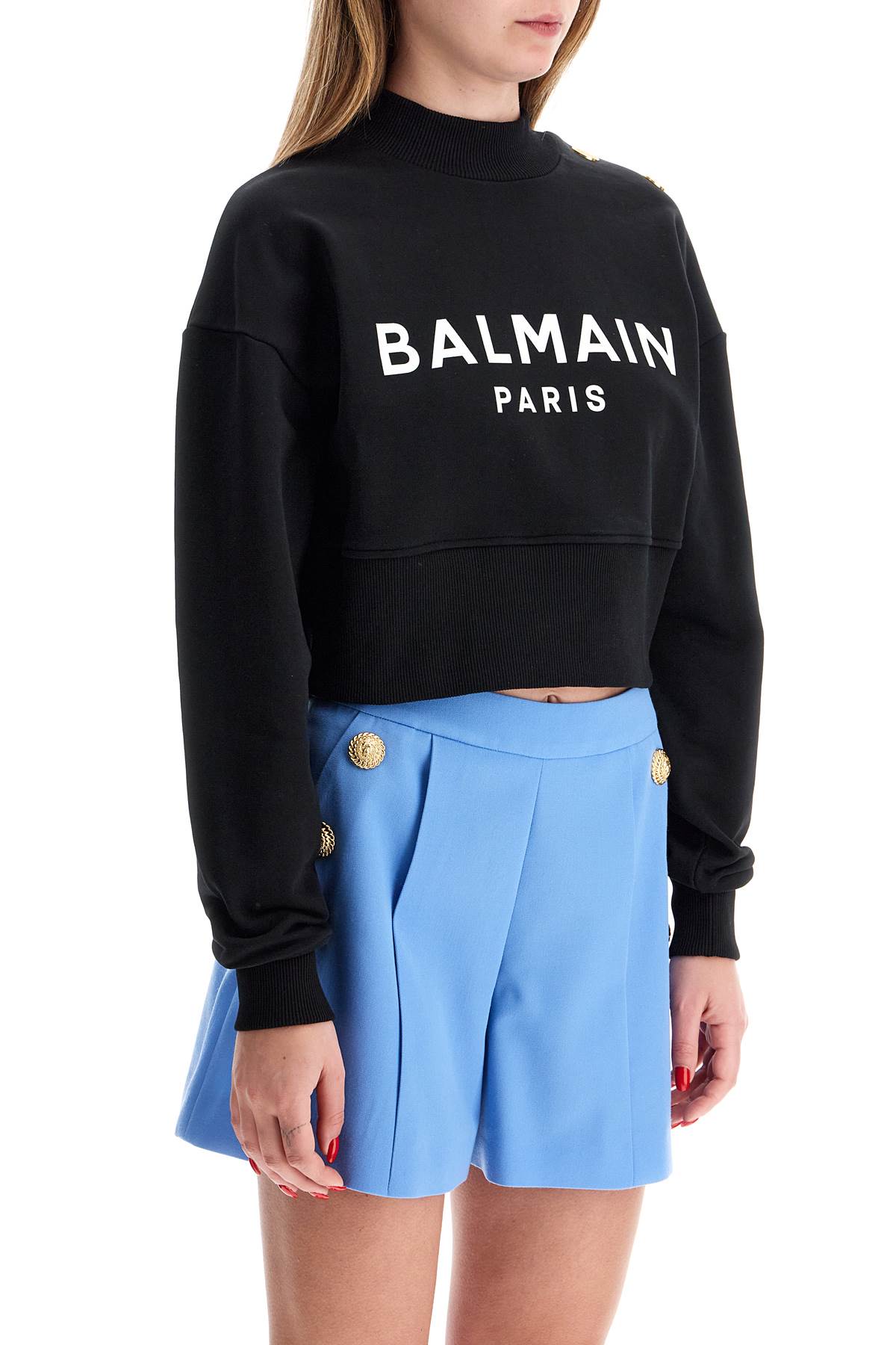 "cropped sweatshirt with buttons