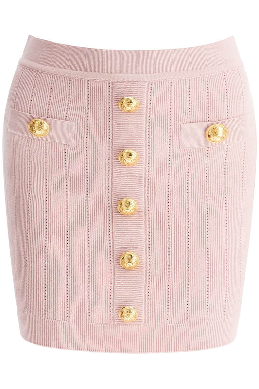 knitted mini skirt with embossed buttons