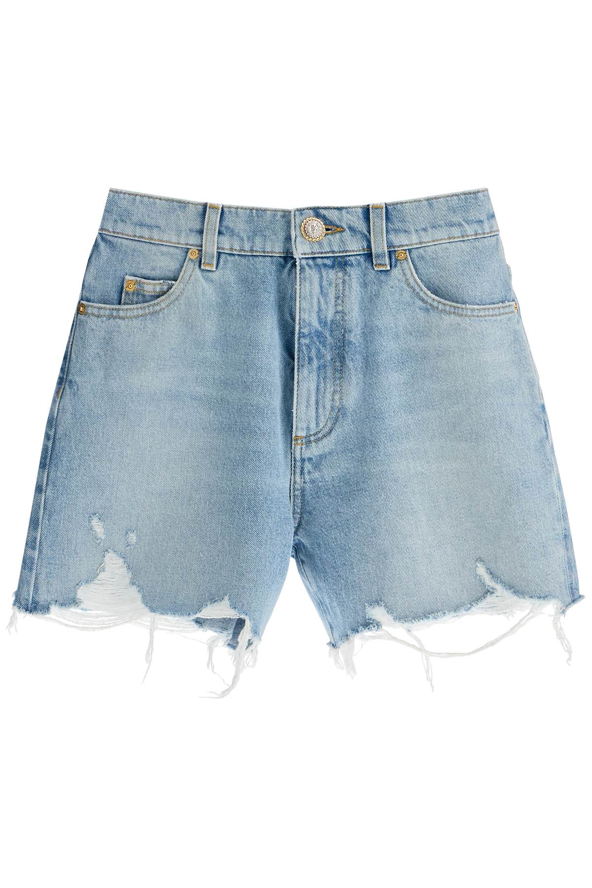 destroyed denim shorts for a casual