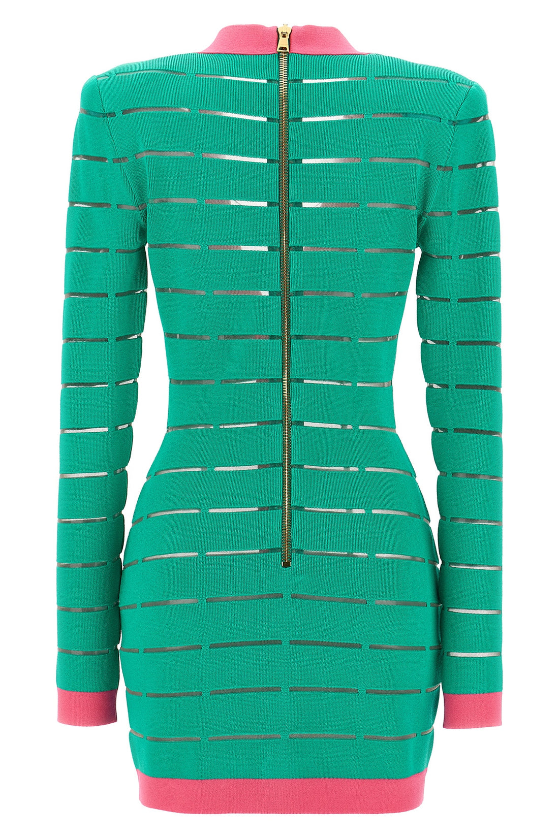 BALMAIN 38 two-tone viscose blend knit dress