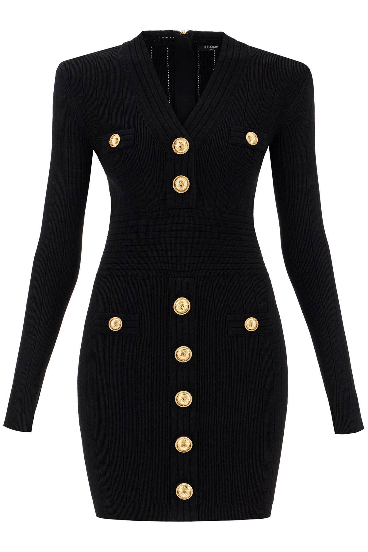 knitted mini dress with buttons