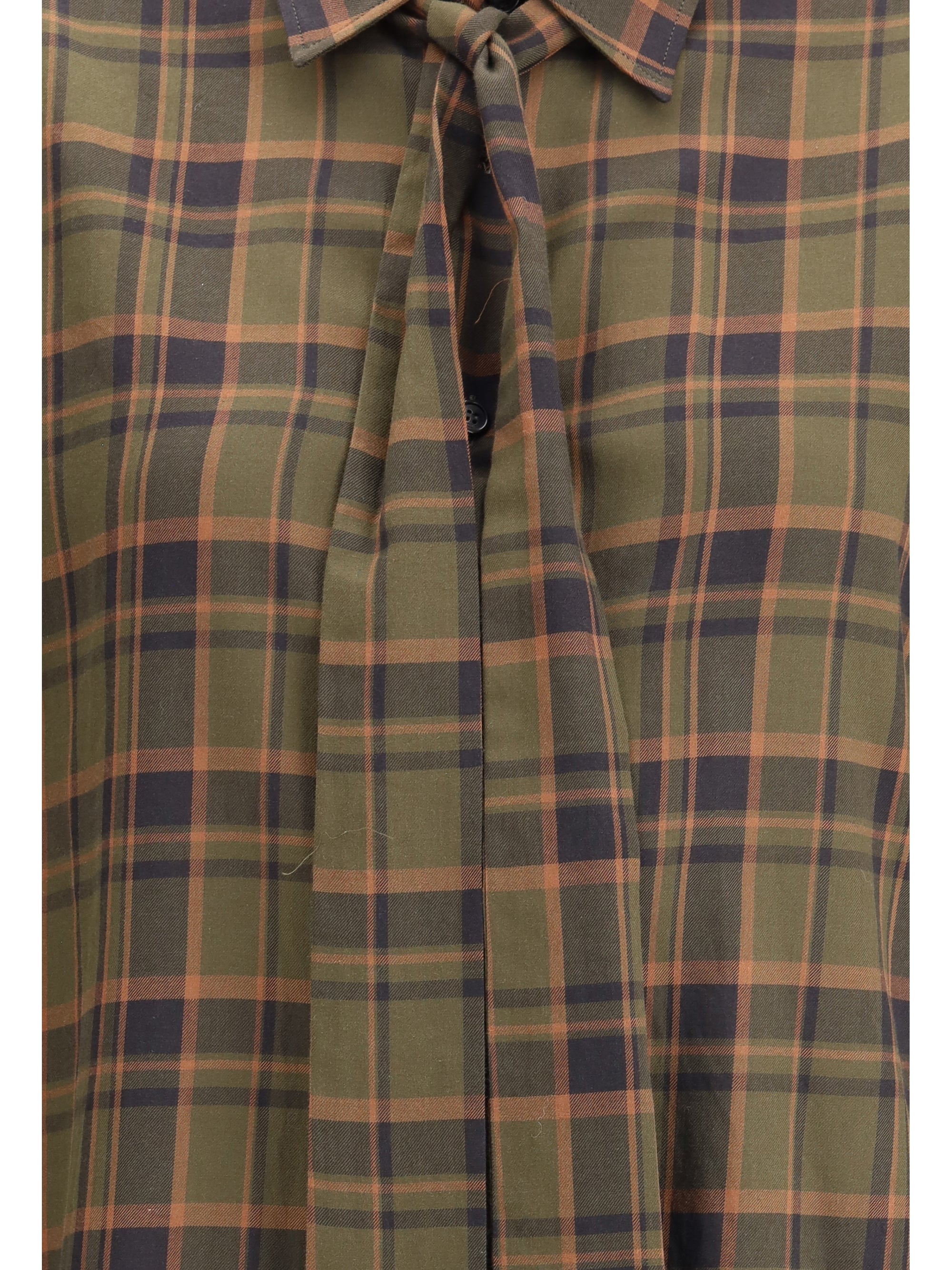 SAINT LAURENT L cassandre check lavallière shirt