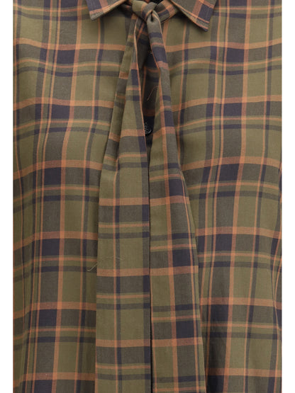 SAINT LAURENT L cassandre check lavallière shirt