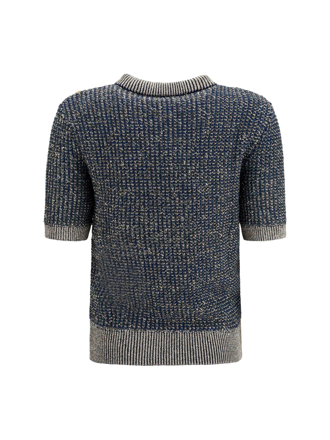 BALMAIN 40 short-sleeve sequined sweater with buttons