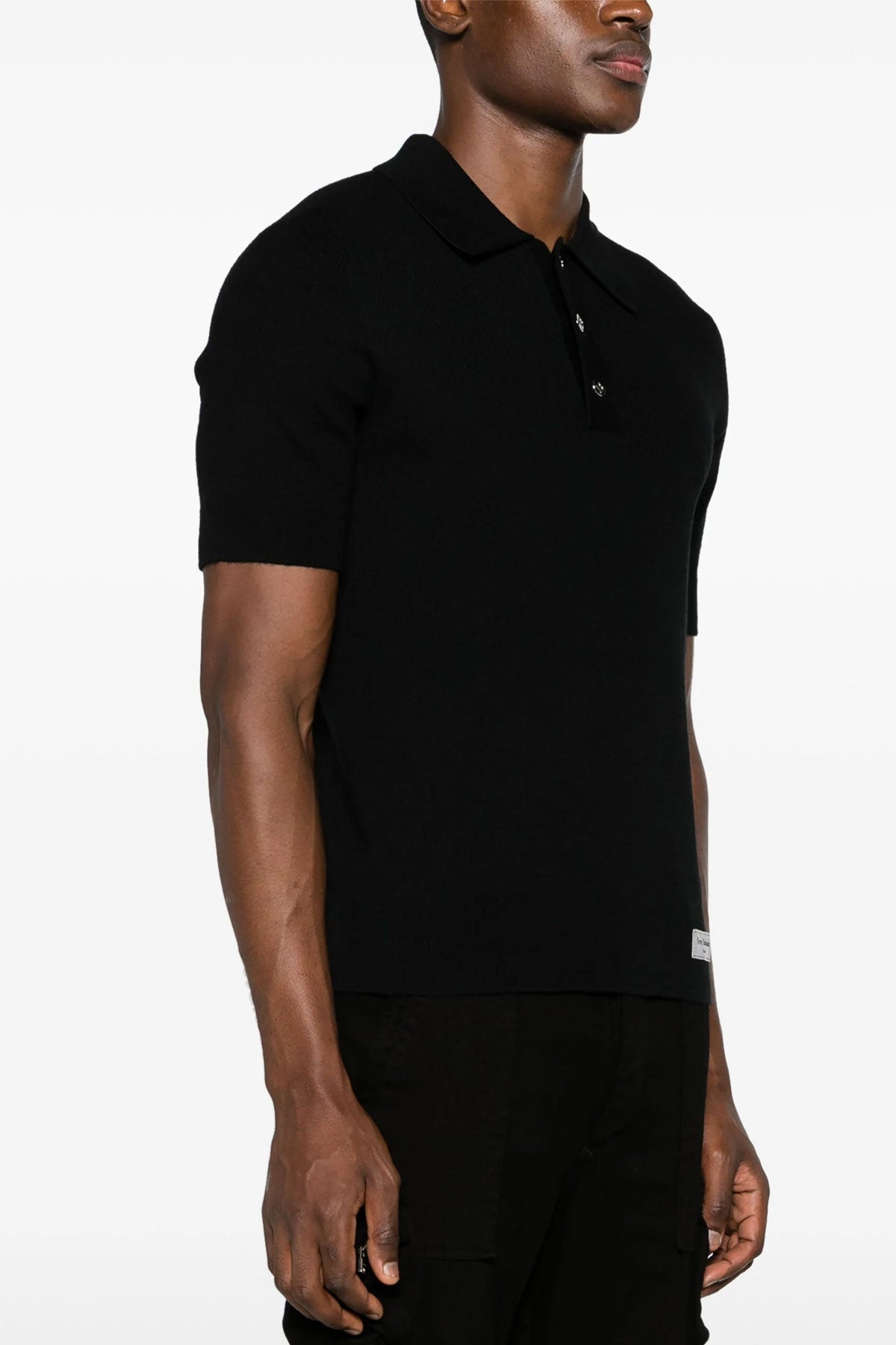 label merino wool polo shirt