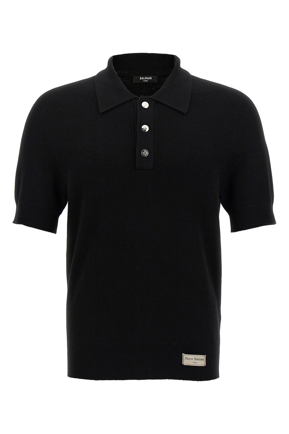 BALMAIN XL label merino wool polo shirt
