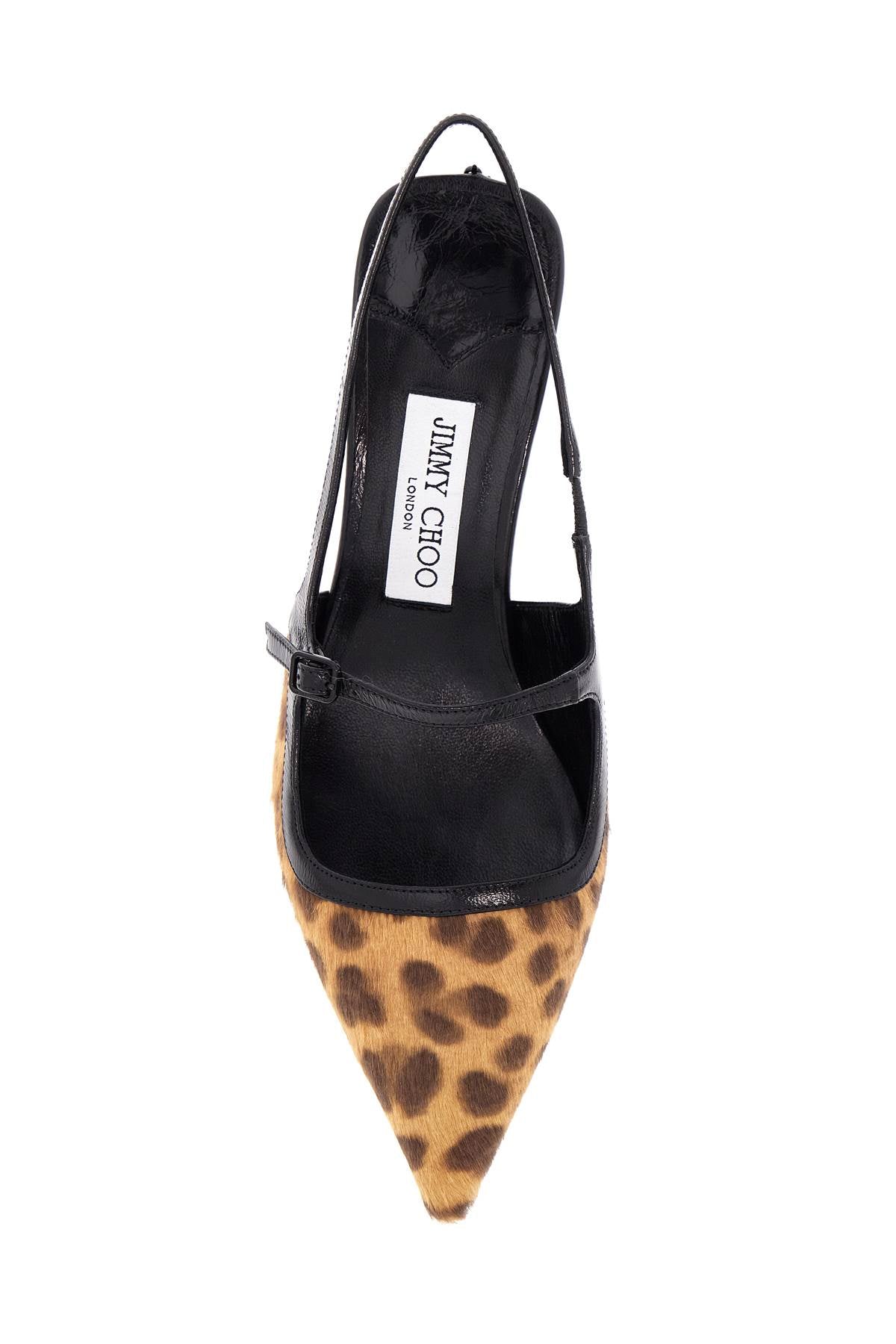 leopard print leather pumps with 45mm heel and pointed toe