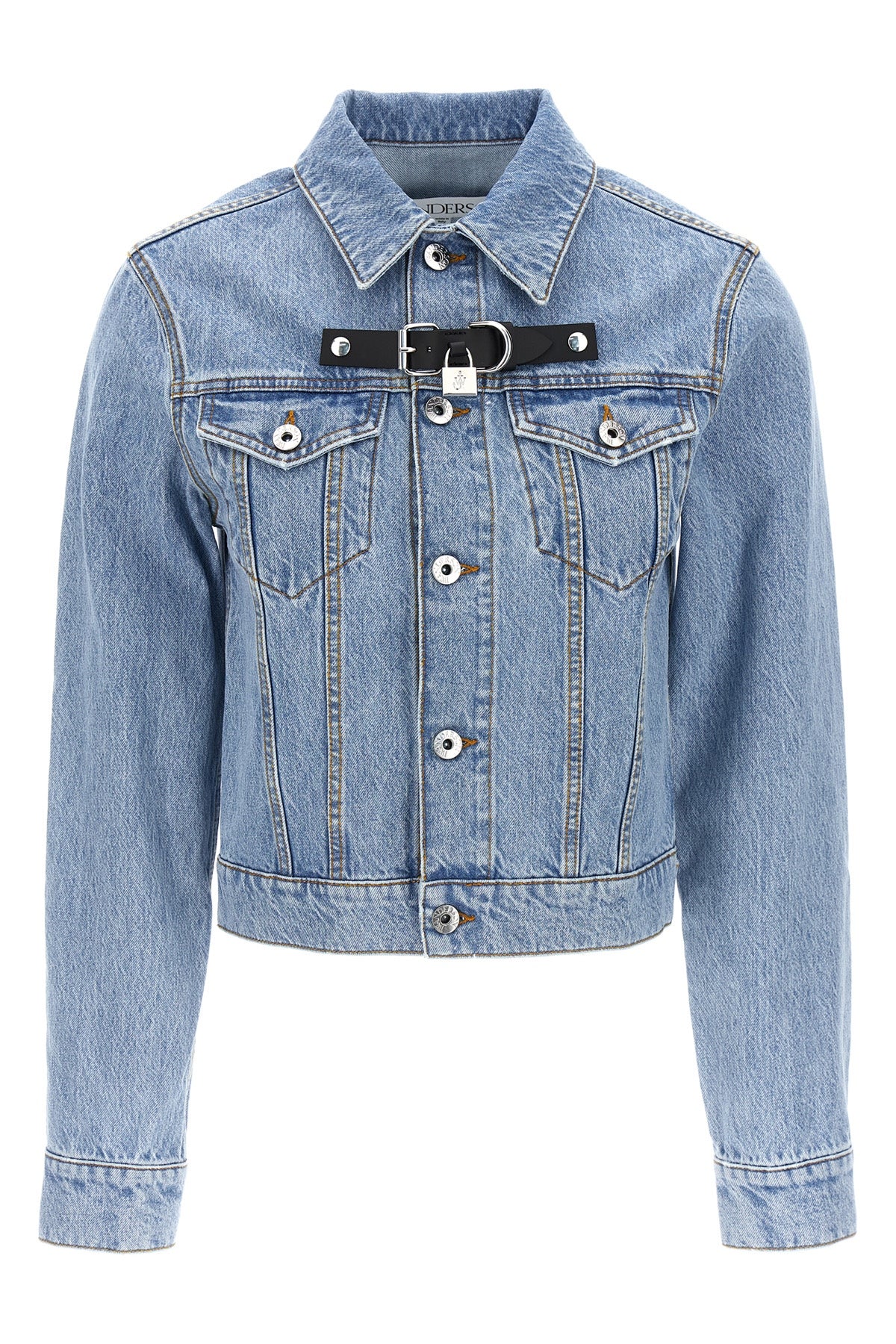 padlock strap trucker cotton denim jacket