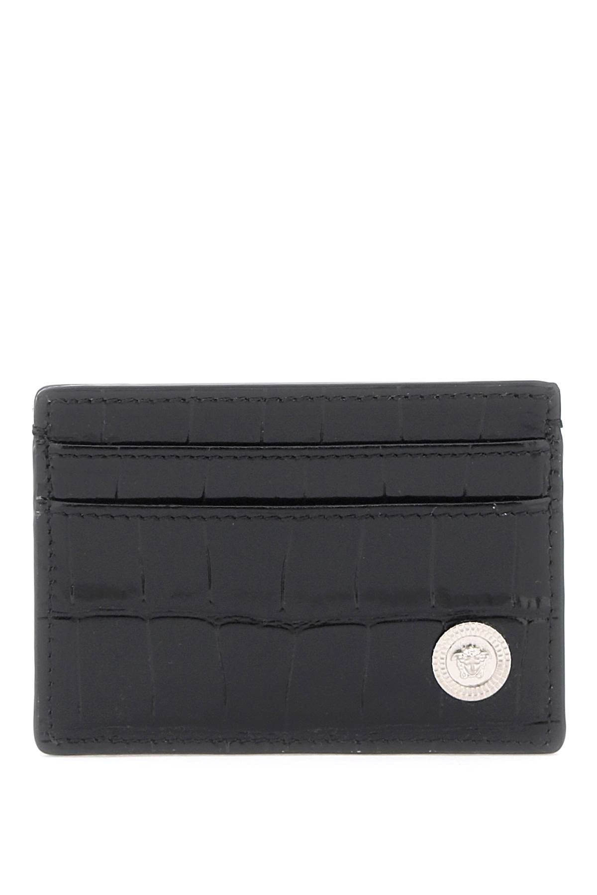 medusa biggie croco-embossed cardholder