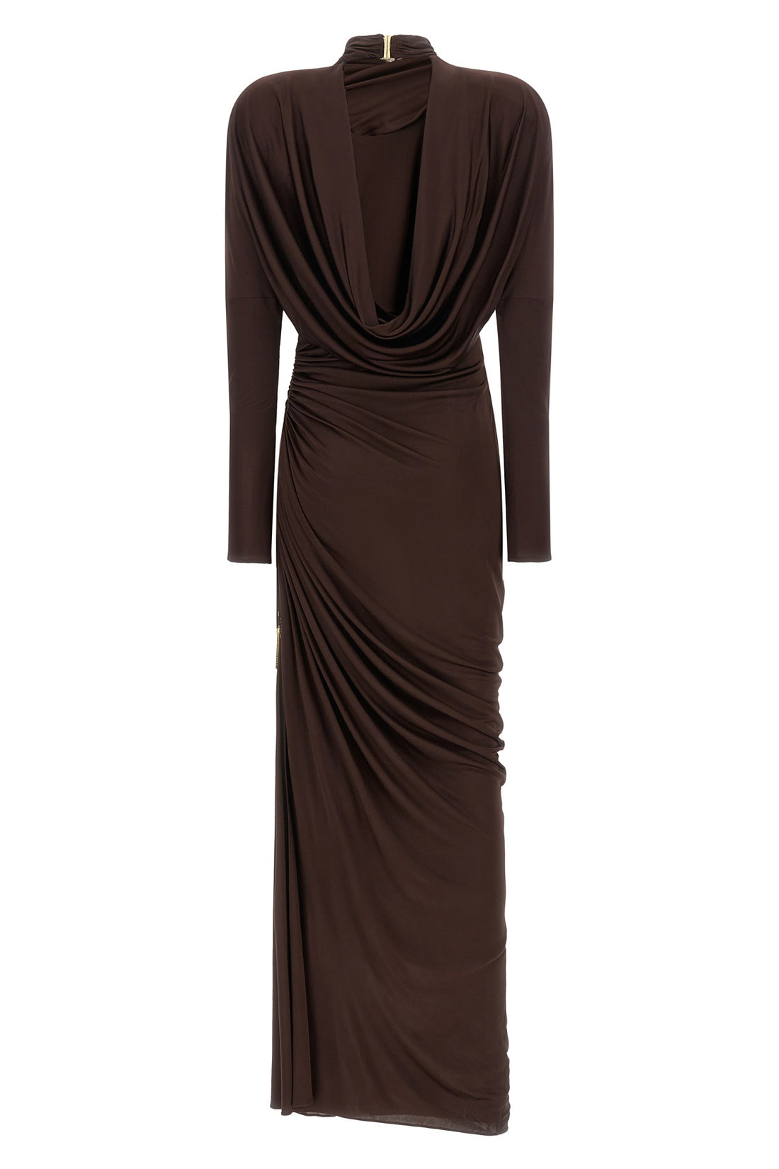BALMAIN 36 the balmain fluid jersey long dress defines the silhouette through a screwed tai