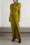 the balmain silk long-sleeved dress embodies sculptural elegance through a maste