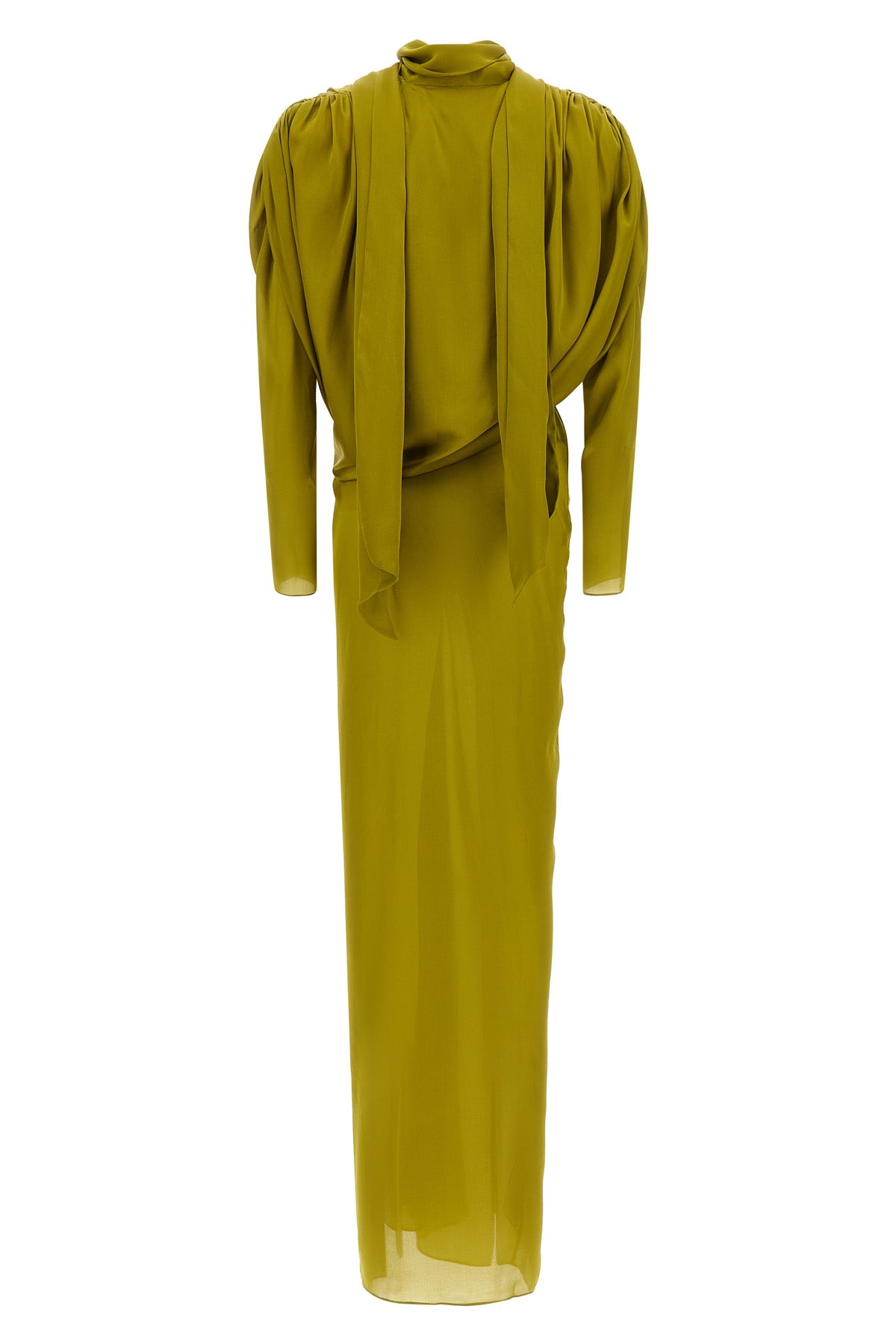 the balmain silk long-sleeved dress embodies sculptural elegance through a maste