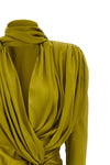 the balmain silk long-sleeved dress embodies sculptural elegance through a maste
