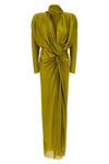the balmain silk long-sleeved dress embodies sculptural elegance through a maste