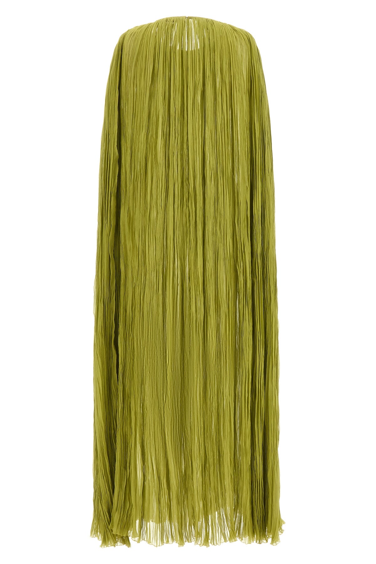 long the pleated dress cape dress in wrinkled silk pleat