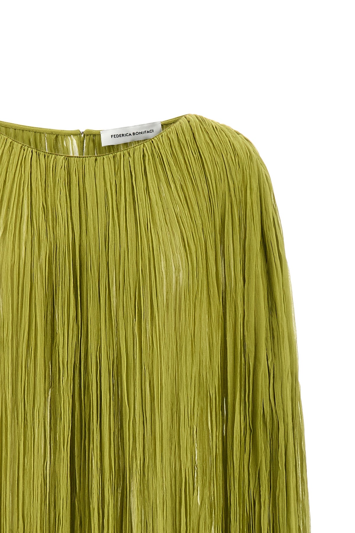 long the pleated dress cape dress in wrinkled silk pleat