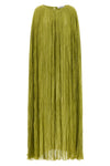 long the pleated dress cape dress in wrinkled silk pleat