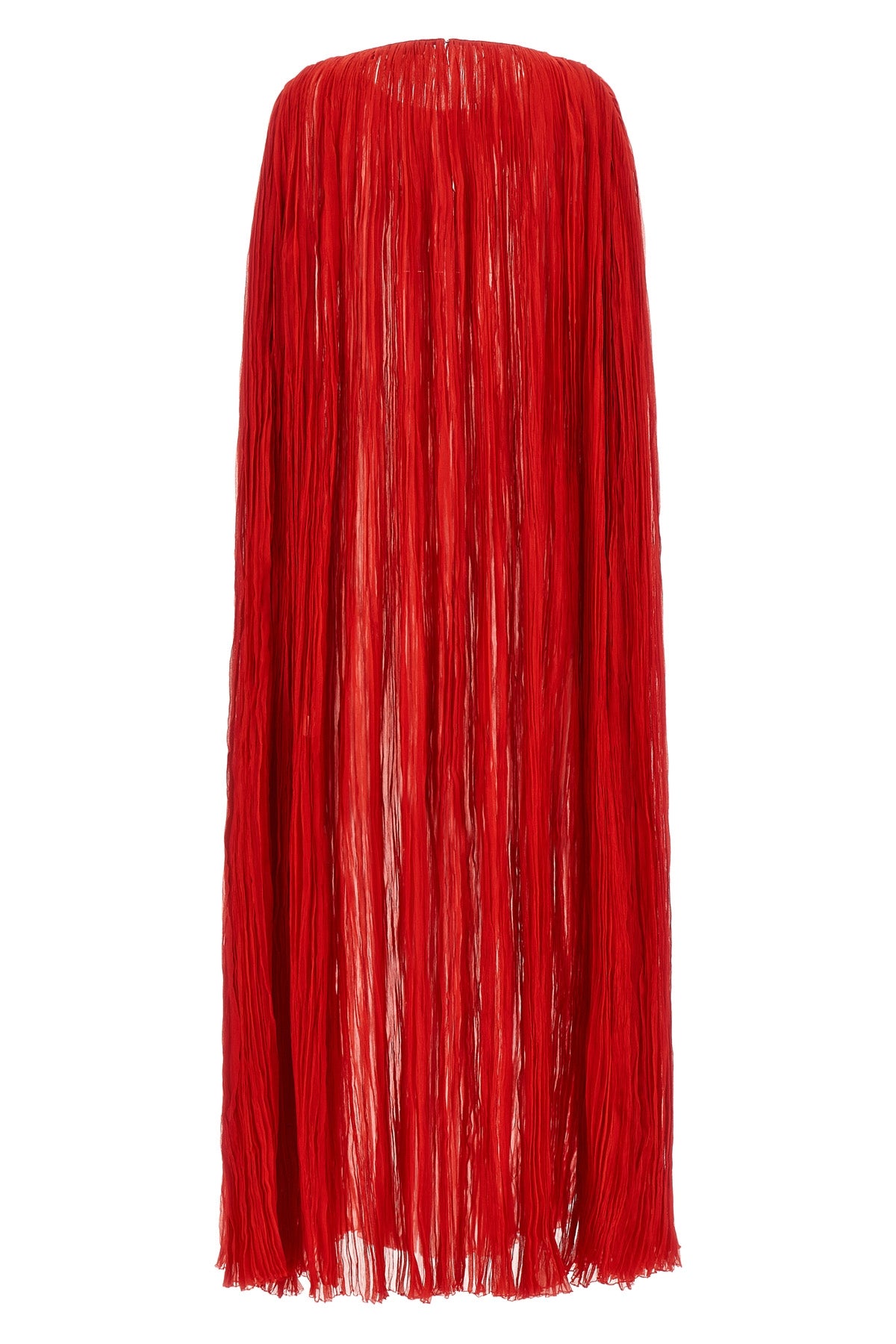long the pleated dress cape dress in wrinkled silk pleat