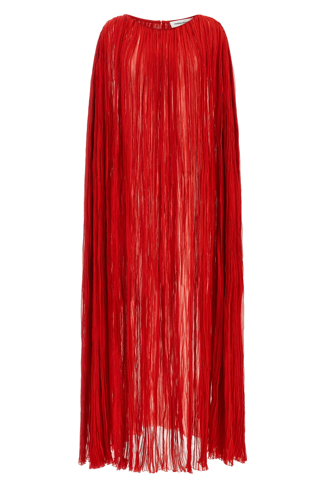 FEDERICA BONIFACI OS long the pleated dress cape dress in wrinkled silk pleat