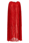 long the pleated dress cape dress in wrinkled silk pleat
